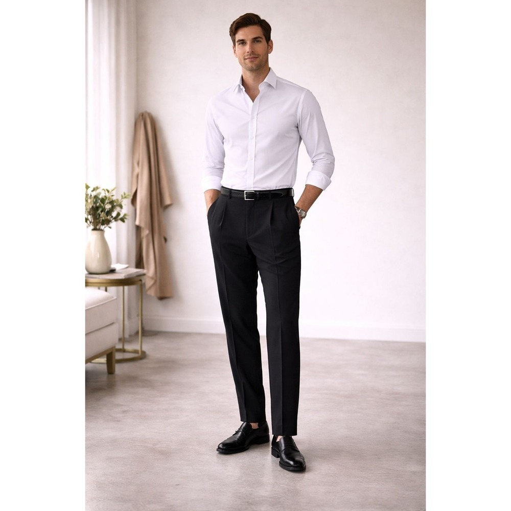 LORO PIANA NEIMAN MARCUS 130s WOOL Pinot Black‎ Dress Pants 33x28 ITALY MADE
